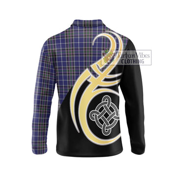 Alexander of Menstry Tartan Long Sleeve Polo Shirt with Family Crest and Celtic Symbol Style