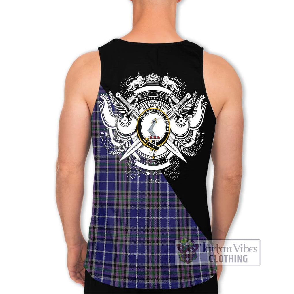 Alexander of Menstry Tartan Men's Tank Top with Family Crest and Military Logo Style - Tartanvibesclothing Shop