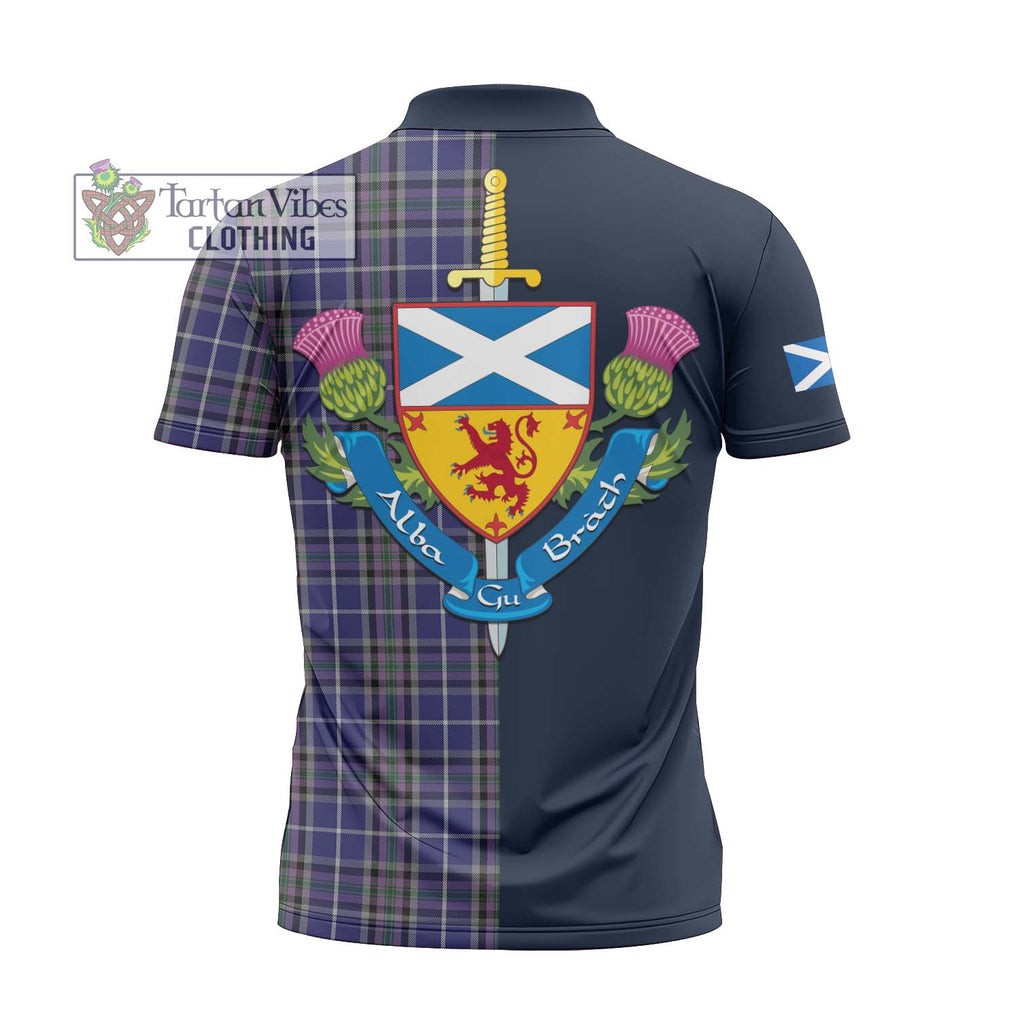 Tartan Vibes Clothing Alexander of Menstry Tartan Zipper Polo Shirt with Scottish Lion Royal Arm Half Style