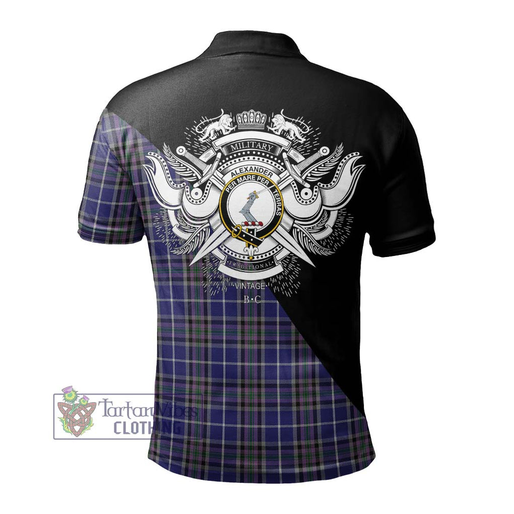 Alexander of Menstry Tartan Polo Shirt with Family Crest and Military Logo Style - Tartanvibesclothing Shop