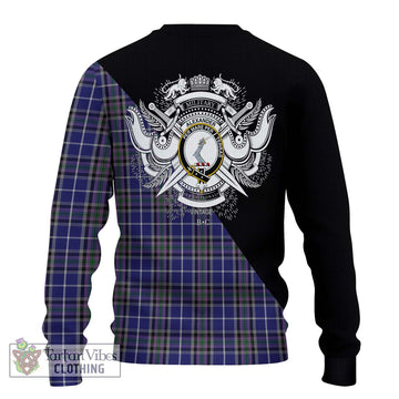 Alexander of Menstry Tartan Ugly Sweater with Family Crest and Military Logo Style