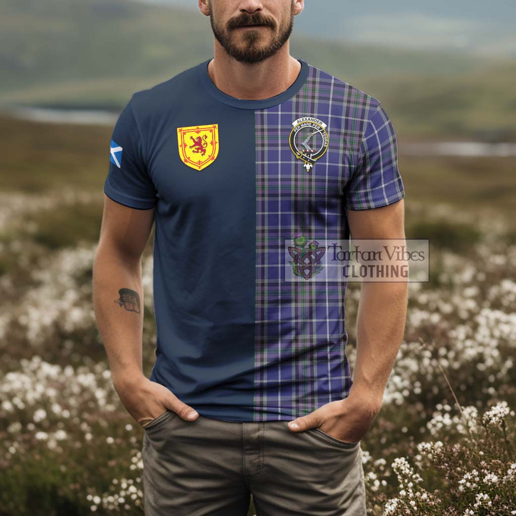 Tartan Vibes Clothing Alexander of Menstry Tartan T-Shirt Alba with Scottish Lion Royal Arm Half Style