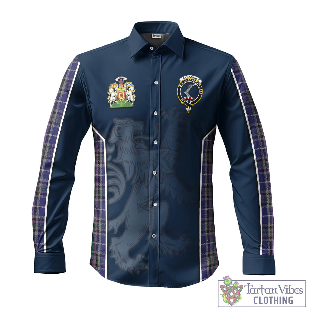 Tartan Vibes Clothing Alexander of Menstry Tartan Long Sleeve Button Up Shirt with Family Crest and Lion Rampant Vibes Sport Style