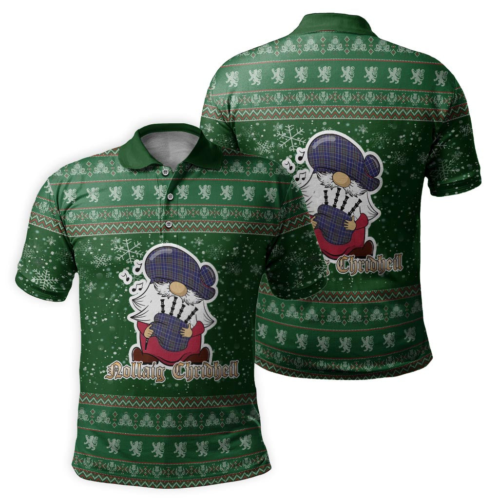 Alexander of Menstry Clan Christmas Family Polo Shirt with Funny Gnome Playing Bagpipes - Tartanvibesclothing