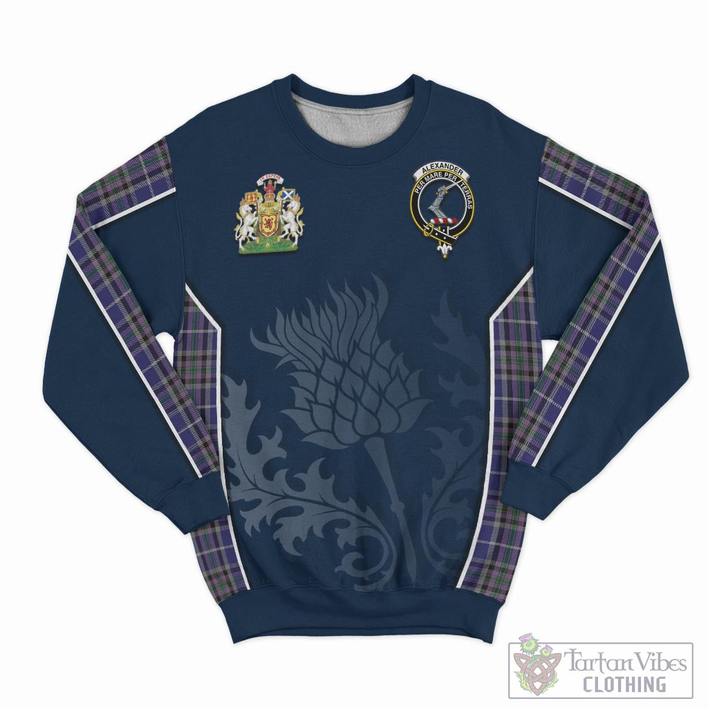 Tartan Vibes Clothing Alexander of Menstry Tartan Sweatshirt with Family Crest and Scottish Thistle Vibes Sport Style