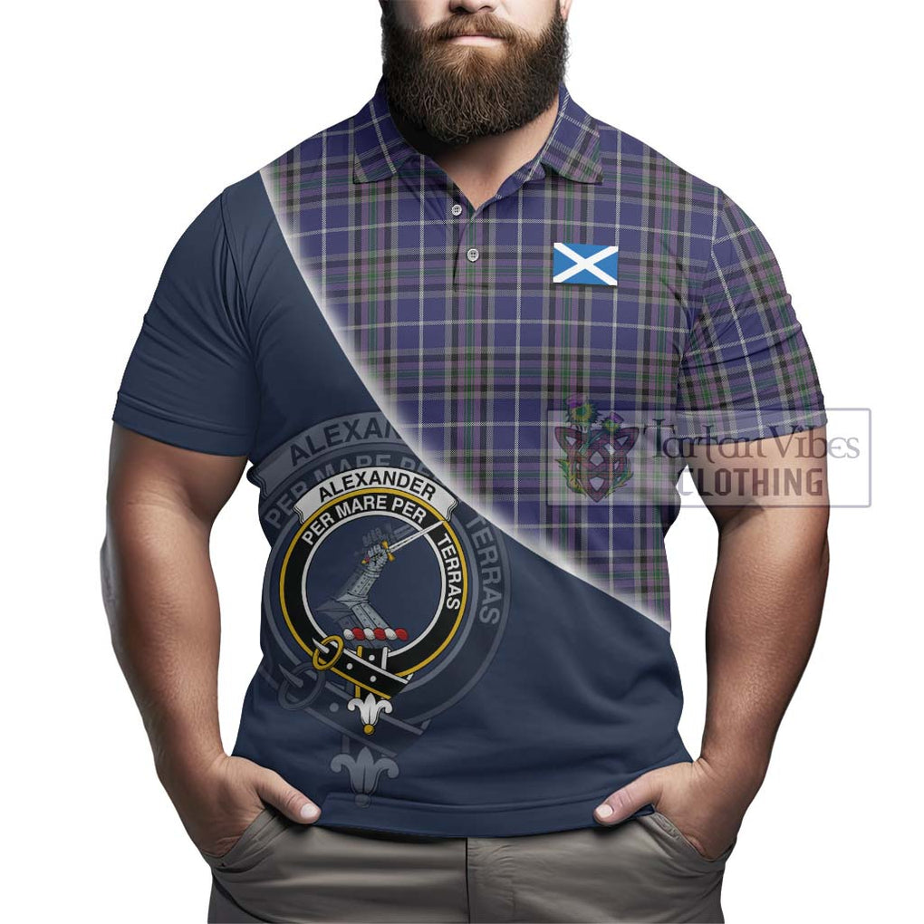 Alexander of Menstry Tartan Polo Shirt with Personalised National Flag and Family Crest Half Style - Tartanvibesclothing Shop