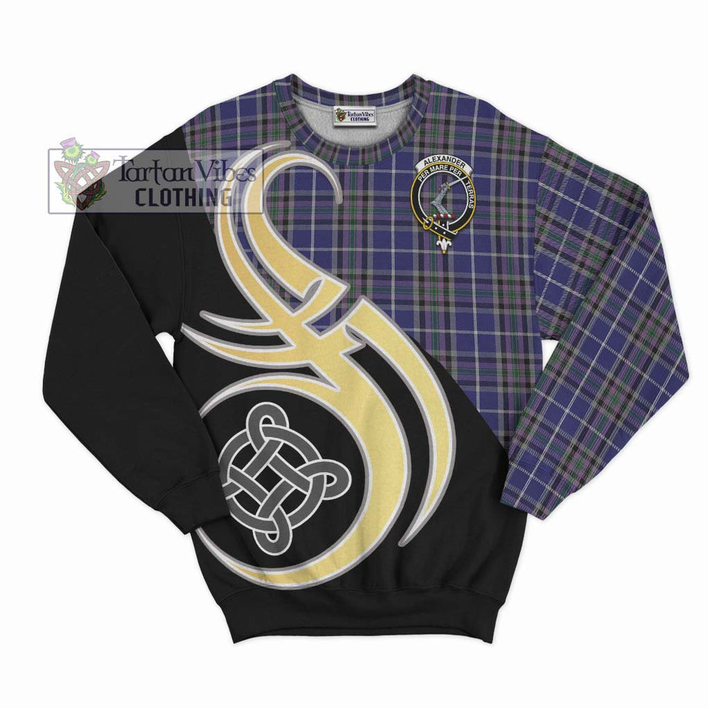 Alexander of Menstry Tartan Sweatshirt with Family Crest and Celtic Symbol Style - Tartan Vibes Clothing