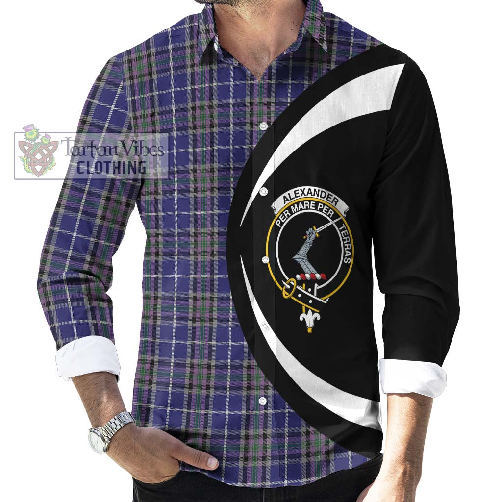 Alexander of Menstry Tartan Long Sleeve Button Up with Family Crest Circle Style - Tartan Vibes Clothing