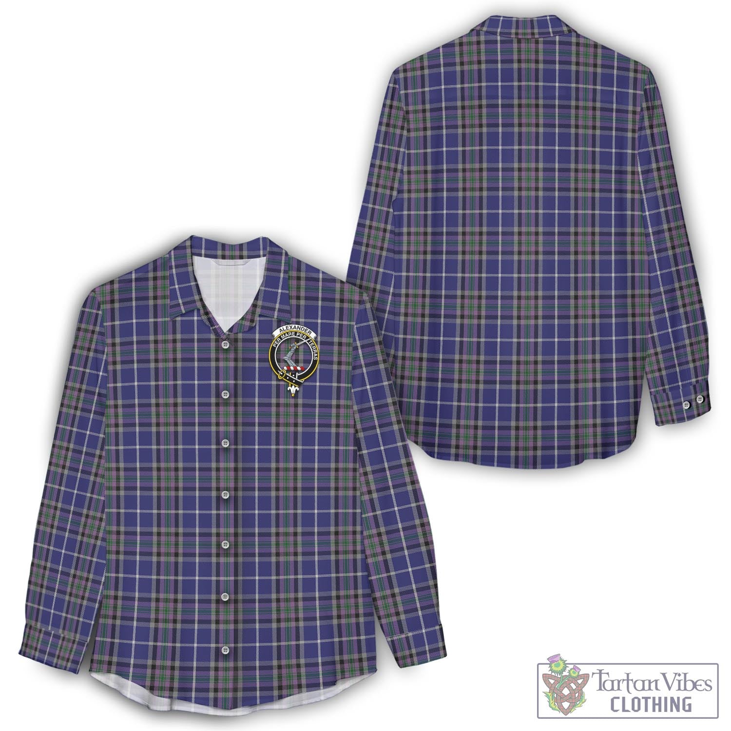 Tartan Vibes Clothing Alexander of Menstry Tartan Womens Casual Shirt with Family Crest