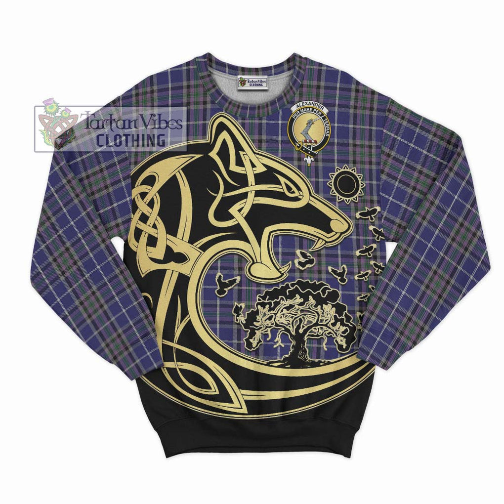 Alexander of Menstry Tartan Sweatshirt with Family Crest Celtic Wolf Style - Tartan Vibes Clothing