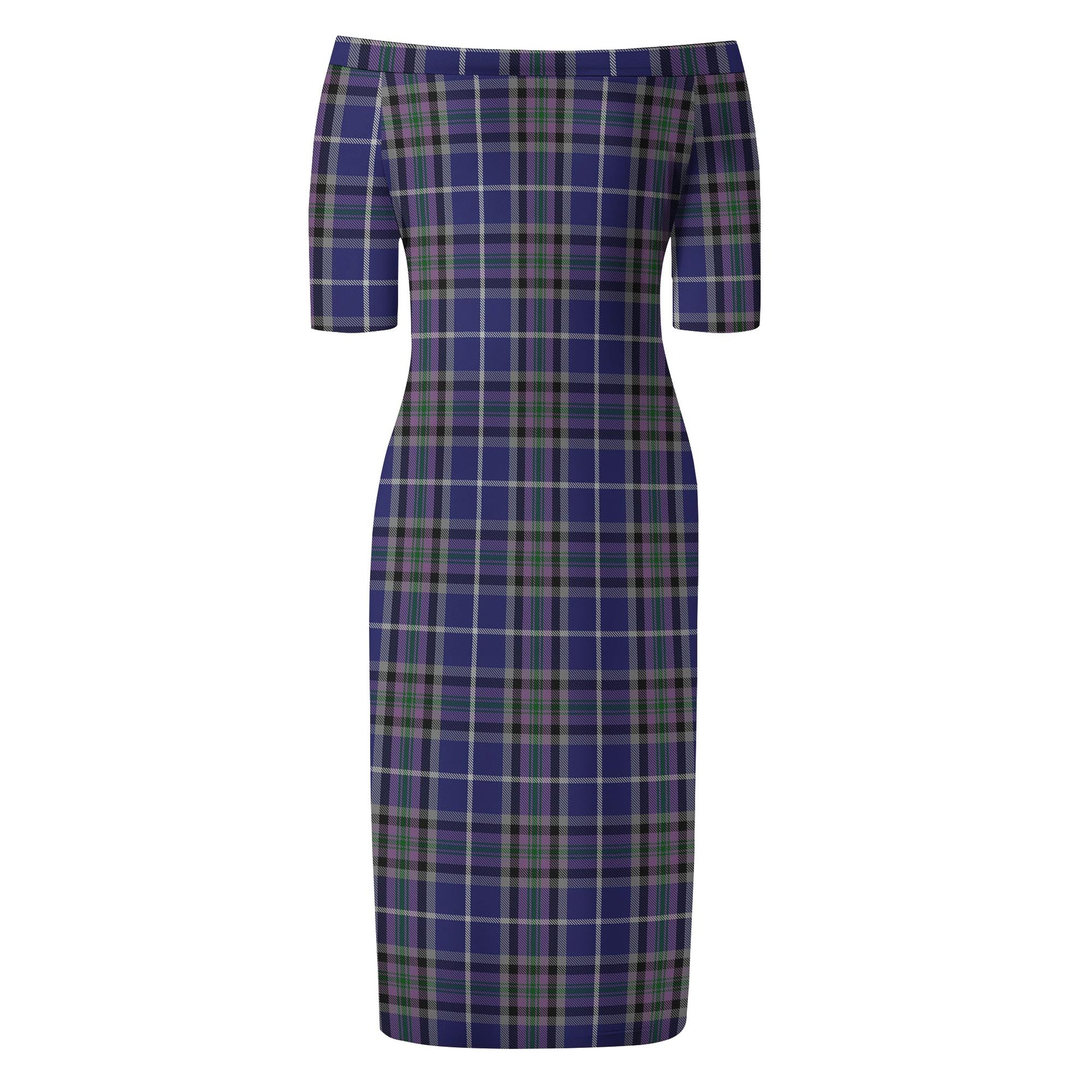 Alexander of Menstry Tartan Off Shoulder Lady Dress - Tartanvibesclothing