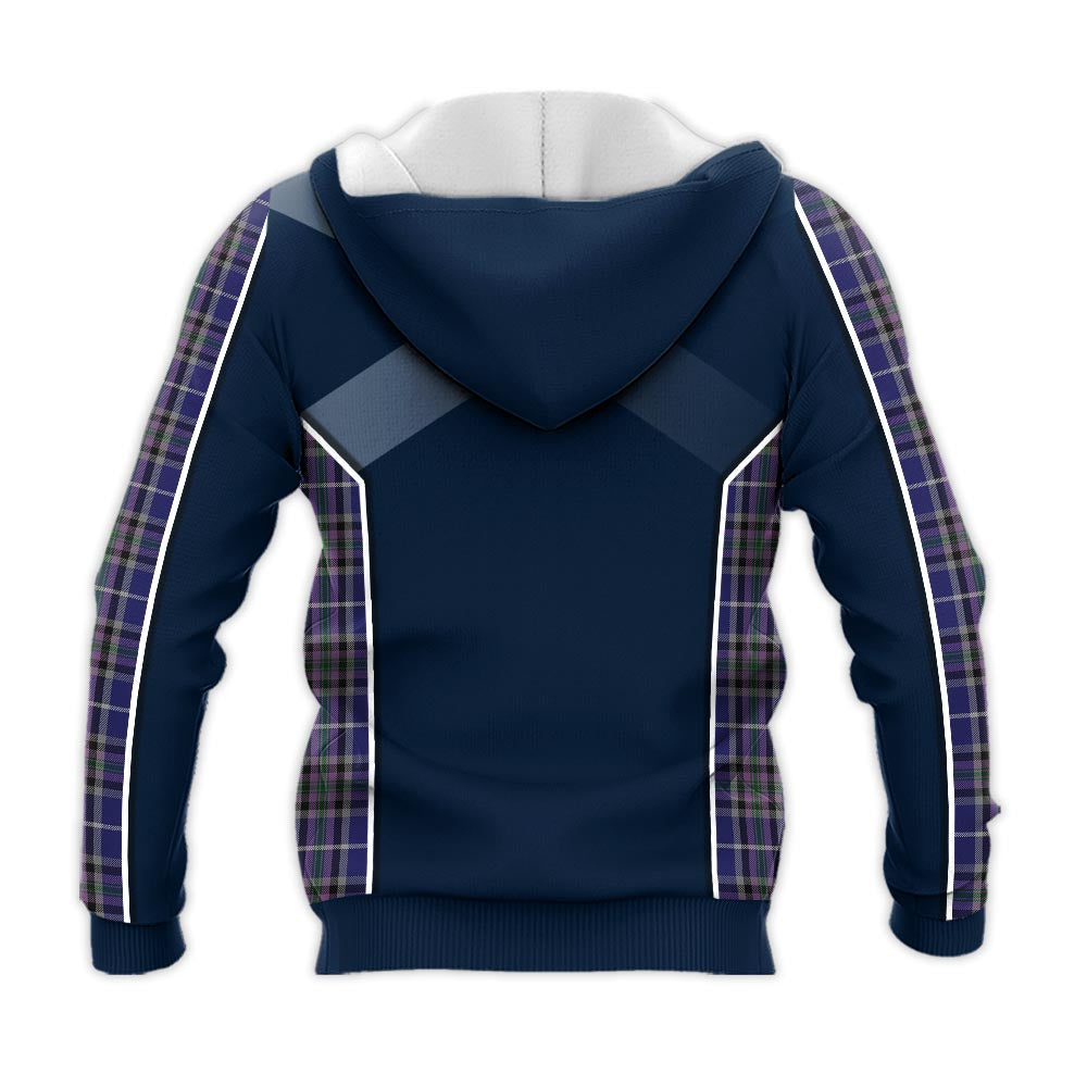 Tartan Vibes Clothing Alexander of Menstry Tartan Knitted Hoodie with Family Crest and Scottish Thistle Vibes Sport Style