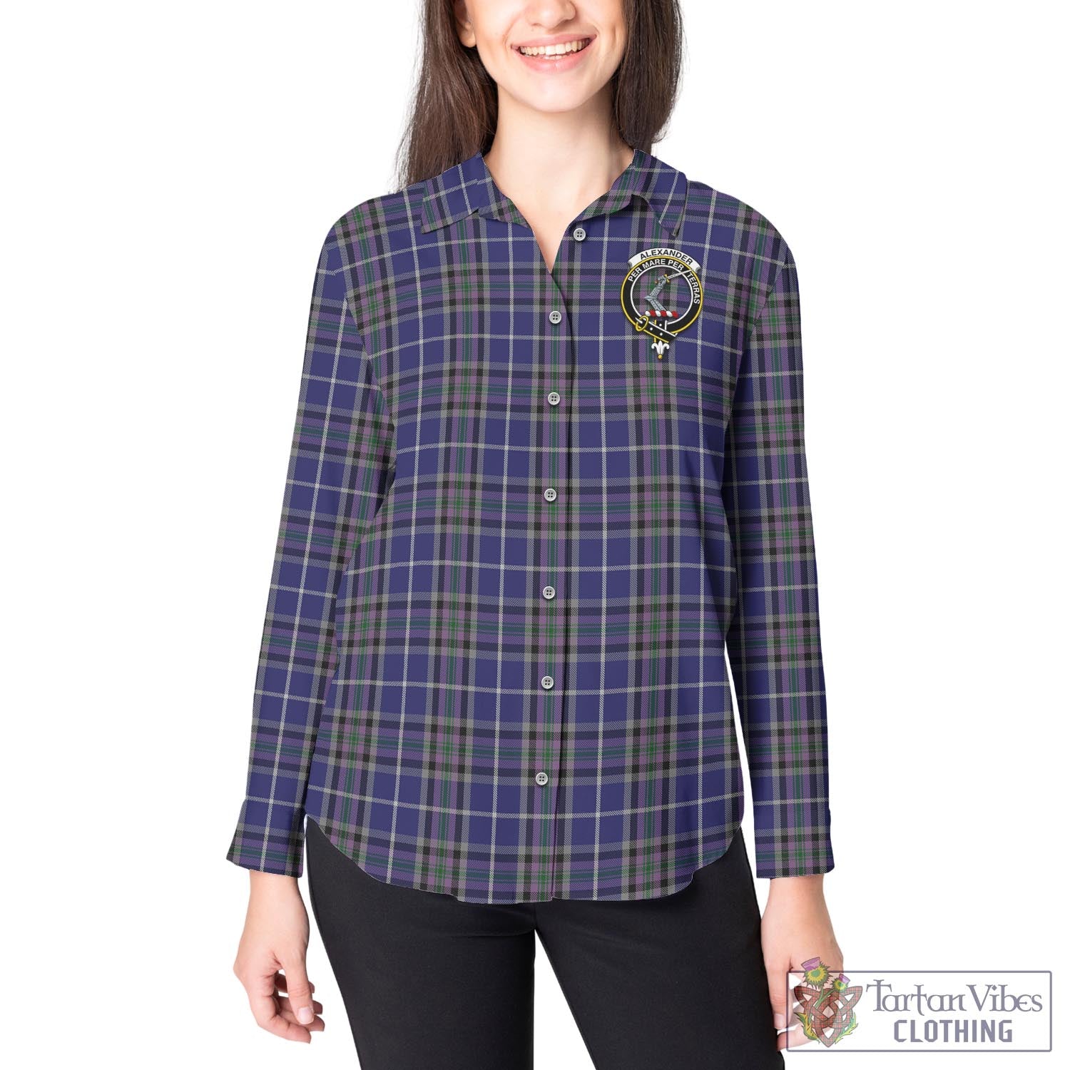 Tartan Vibes Clothing Alexander of Menstry Tartan Womens Casual Shirt with Family Crest