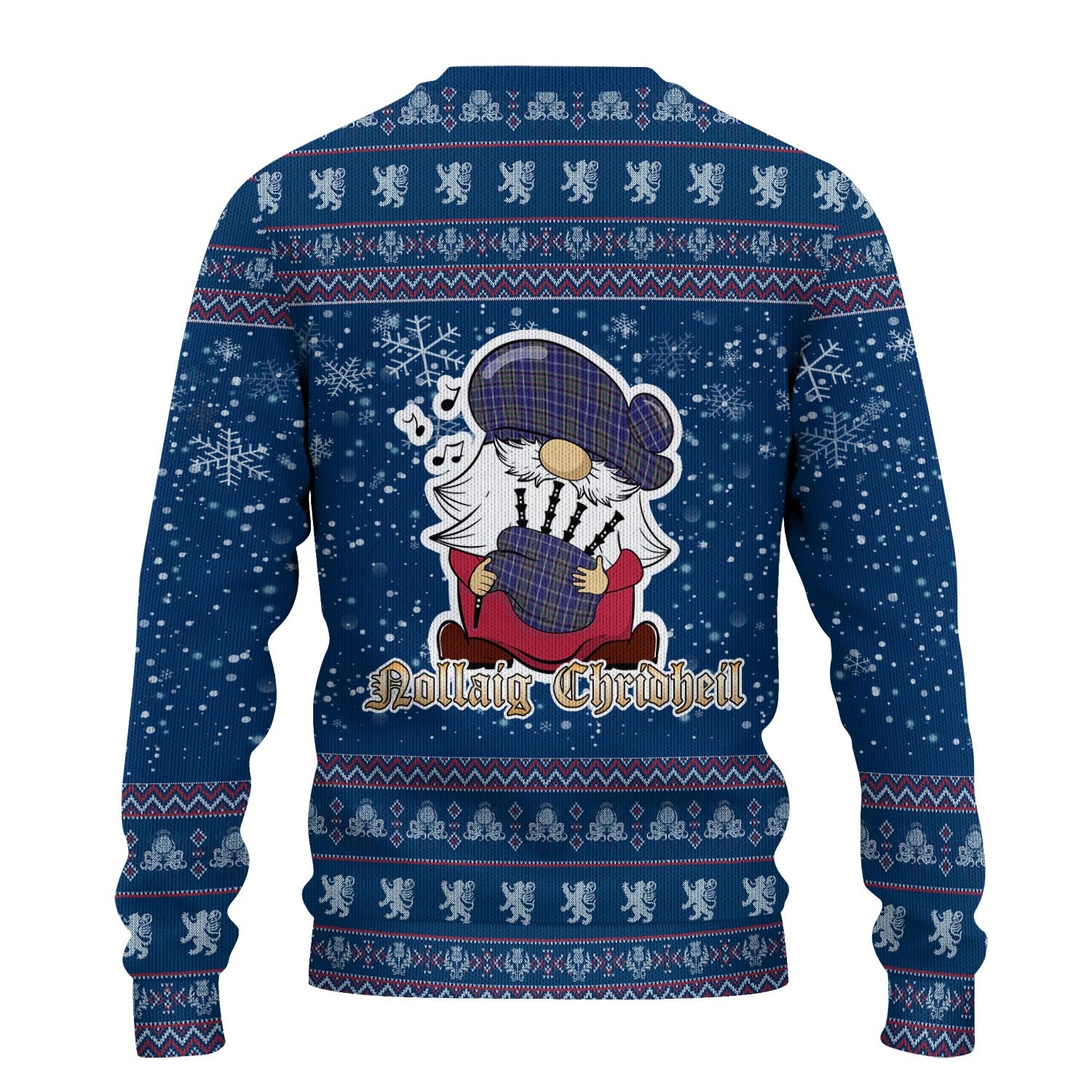 Alexander of Menstry Clan Christmas Family Knitted Sweater with Funny Gnome Playing Bagpipes - Tartanvibesclothing