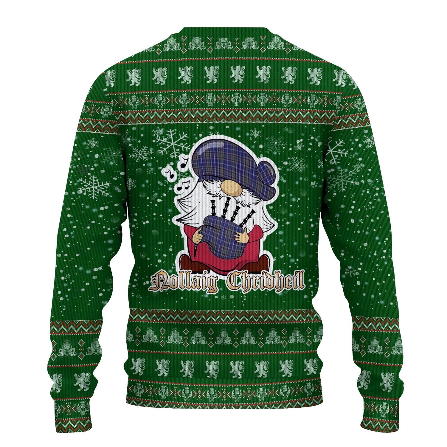 Alexander of Menstry Clan Christmas Family Knitted Sweater with Funny Gnome Playing Bagpipes - Tartanvibesclothing