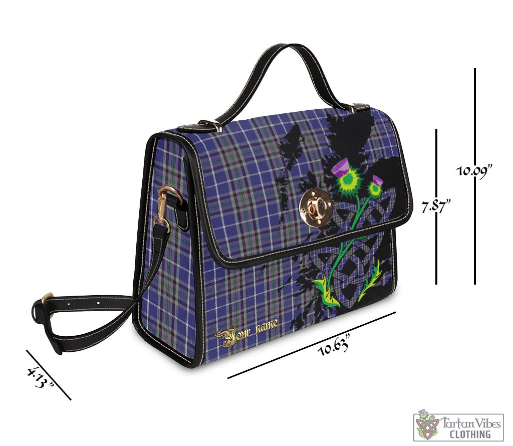 Tartan Vibes Clothing Alexander of Menstry Tartan Waterproof Canvas Bag with Scotland Map and Thistle Celtic Accents