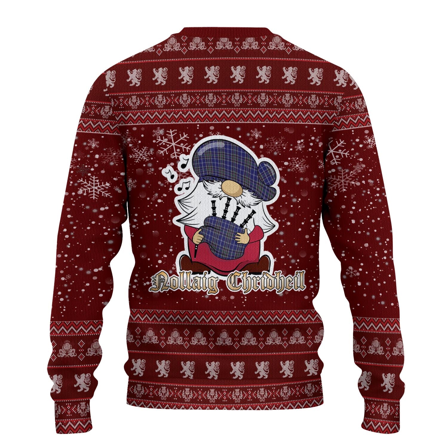 Alexander of Menstry Clan Christmas Family Knitted Sweater with Funny Gnome Playing Bagpipes - Tartanvibesclothing