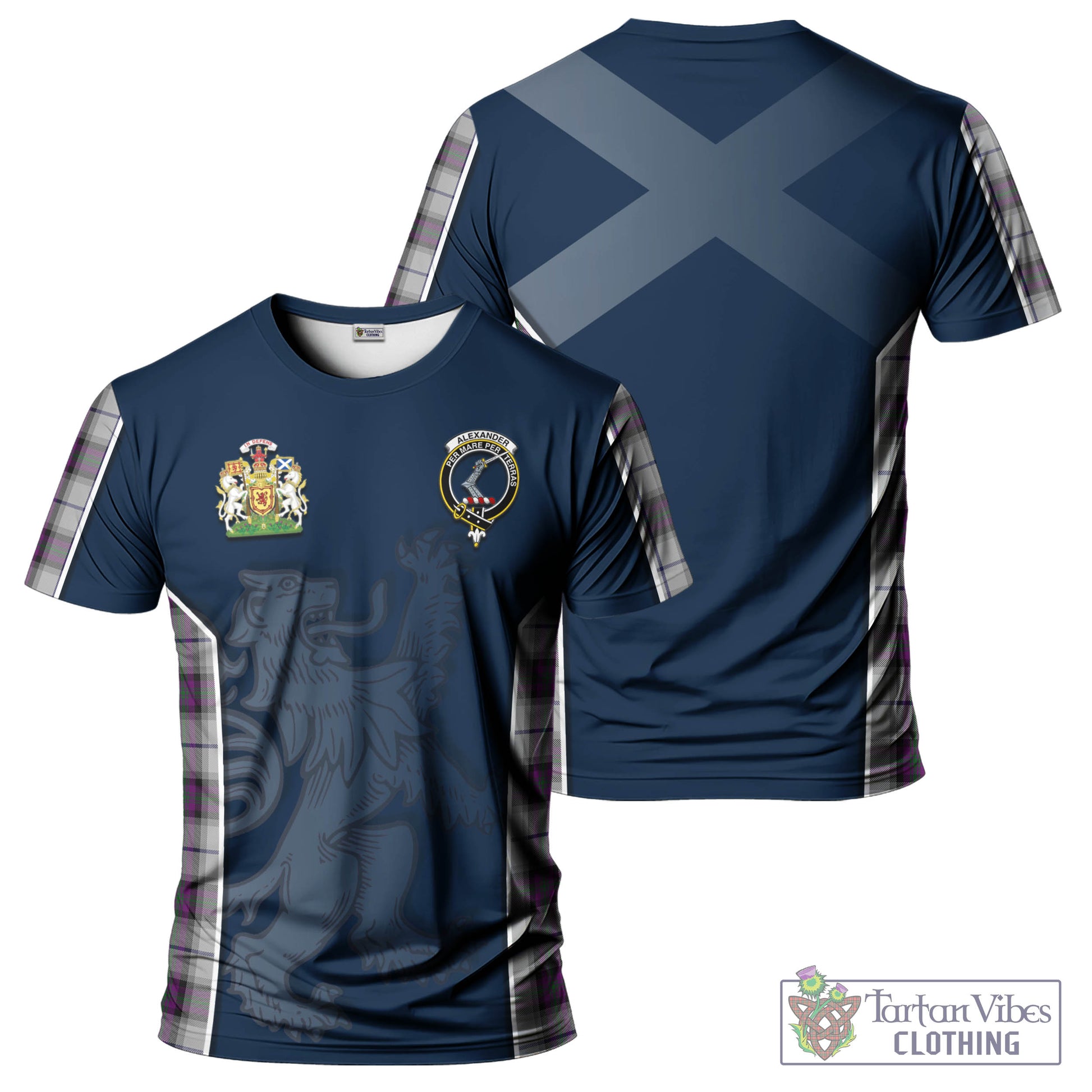 Tartan Vibes Clothing Alexander of Menstry Dress Tartan T-Shirt with Family Crest and Lion Rampant Vibes Sport Style