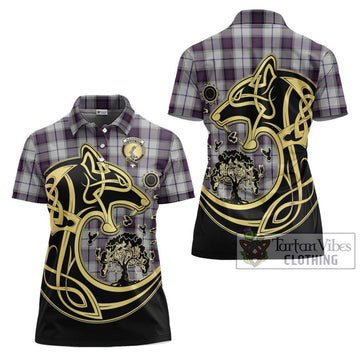 Alexander of Menstry Dress Tartan Women's Polo Shirt with Family Crest Celtic Wolf Style