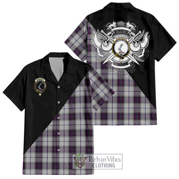 Alexander of Menstry Dress Tartan Short Sleeve Button Shirt with Family Crest and Military Logo Style