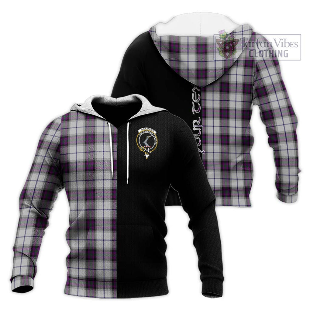 Alexander of Menstry Dress Tartan Knitted Hoodie with Family Crest and Half Of Me Style Unisex Knitted Pullover Hoodie - Tartanvibesclothing Shop