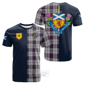 Alexander of Menstry Dress Tartan Cotton T-shirt with Scottish Lion Royal Arm Half Style