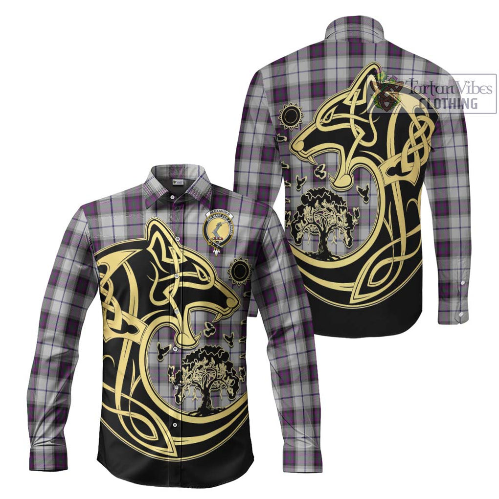 Alexander of Menstry Dress Tartan Long Sleeve Button Shirt with Family Crest Celtic Wolf Style Men's Shirt S - Tartan Vibes Clothing