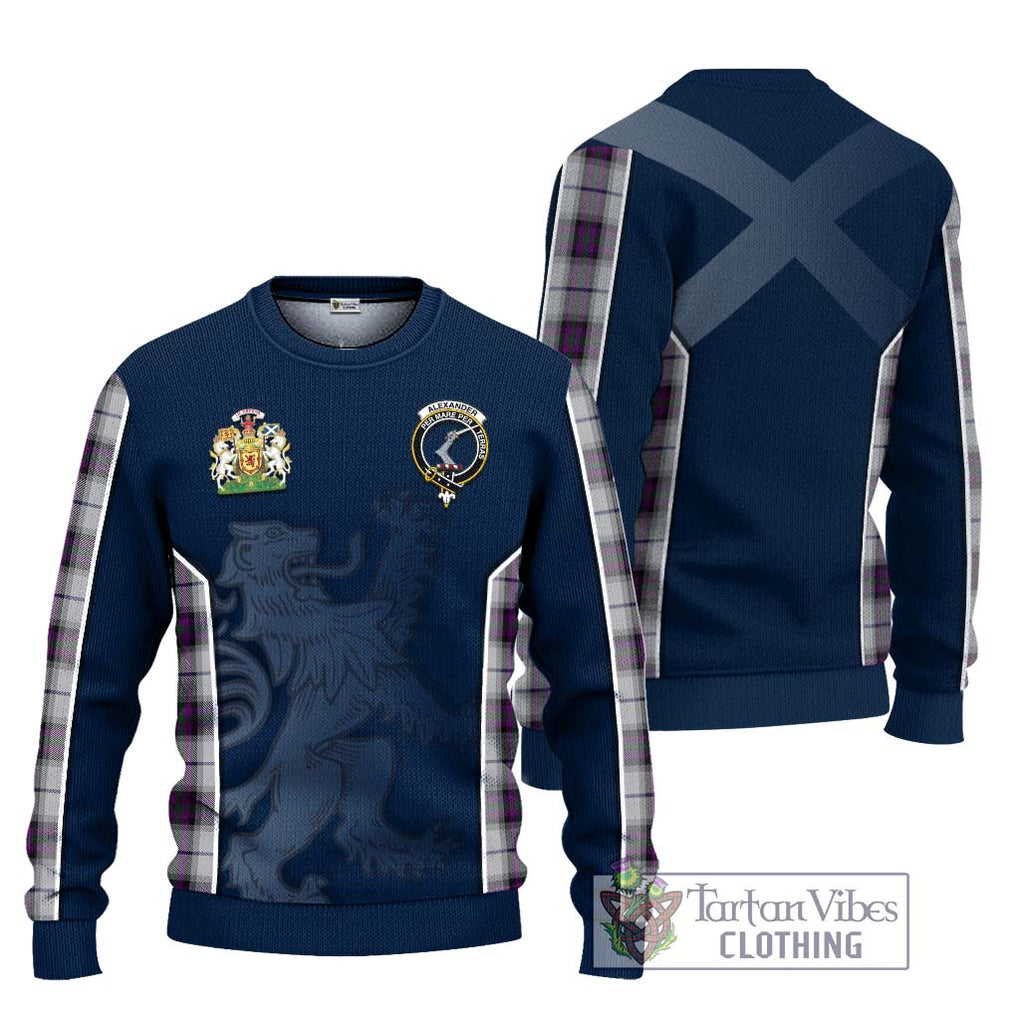 Alexander of Menstry Dress Tartan Knitted Sweater with Family Crest and Lion Rampant Vibes Sport Style Unisex - Tartan Vibes Clothing