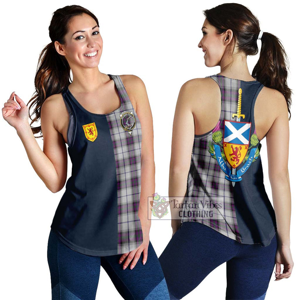 Tartan Vibes Clothing Alexander of Menstry Dress Tartan Women's Racerback Tanks with Scottish Lion Royal Arm Half Style