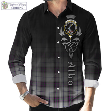 Alexander of Menstry Dress Tartan Long Sleeve Button Up Featuring Alba Gu Brath Family Crest Celtic Inspired