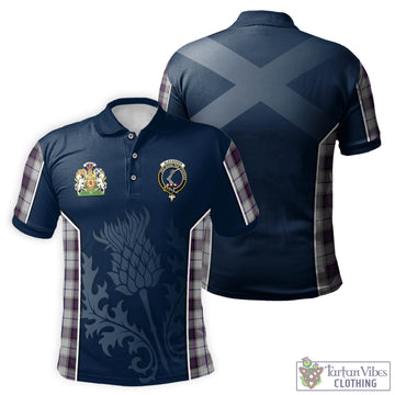 Alexander of Menstry Dress Tartan Men's Polo Shirt with Family Crest and Scottish Thistle Vibes Sport Style