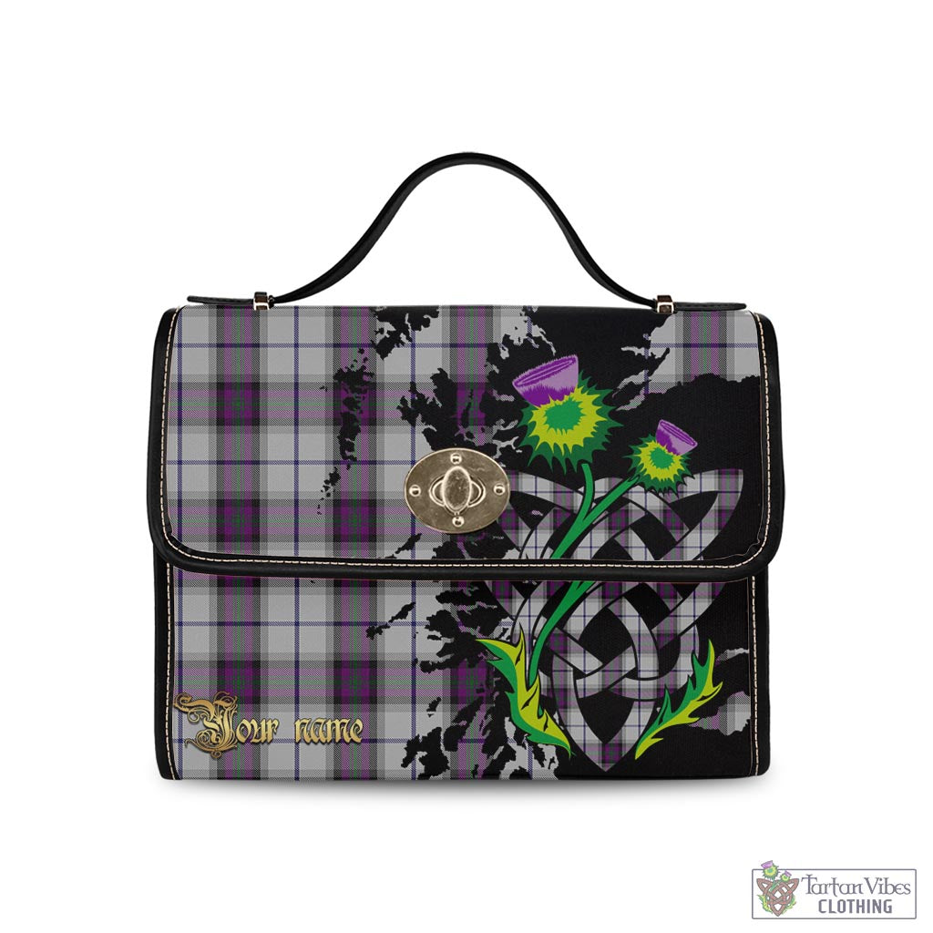 Tartan Vibes Clothing Alexander of Menstry Dress Tartan Waterproof Canvas Bag with Scotland Map and Thistle Celtic Accents