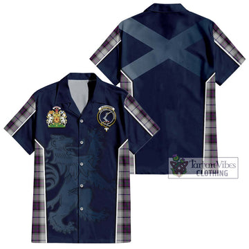 Alexander of Menstry Dress Tartan Short Sleeve Button Shirt with Family Crest and Lion Rampant Vibes Sport Style