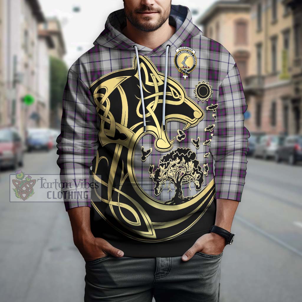 Tartan Vibes Clothing Alexander of Menstry Dress Tartan Hoodie with Family Crest Celtic Wolf Style