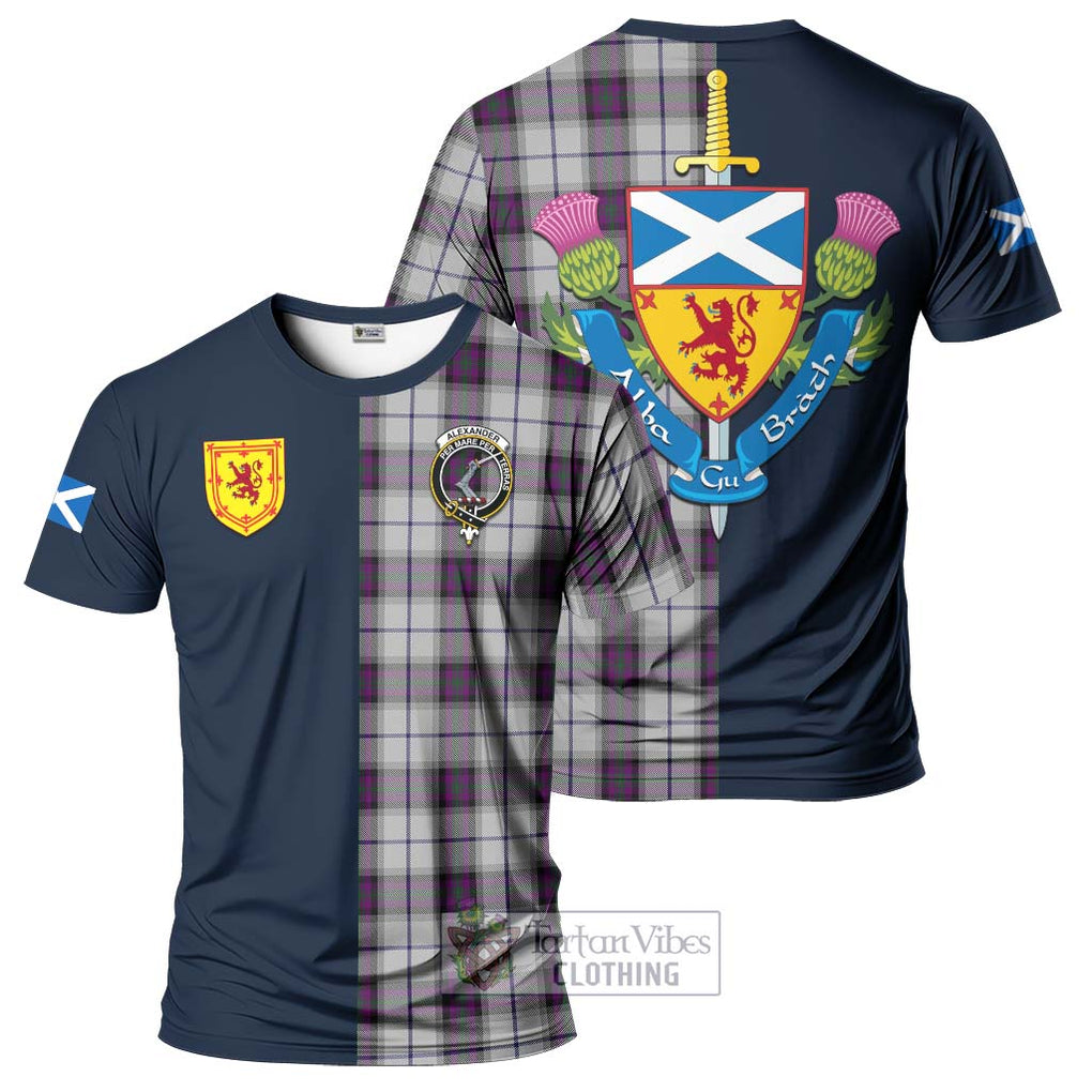 Tartan Vibes Clothing Alexander of Menstry Dress Tartan T-Shirt Alba with Scottish Lion Royal Arm Half Style