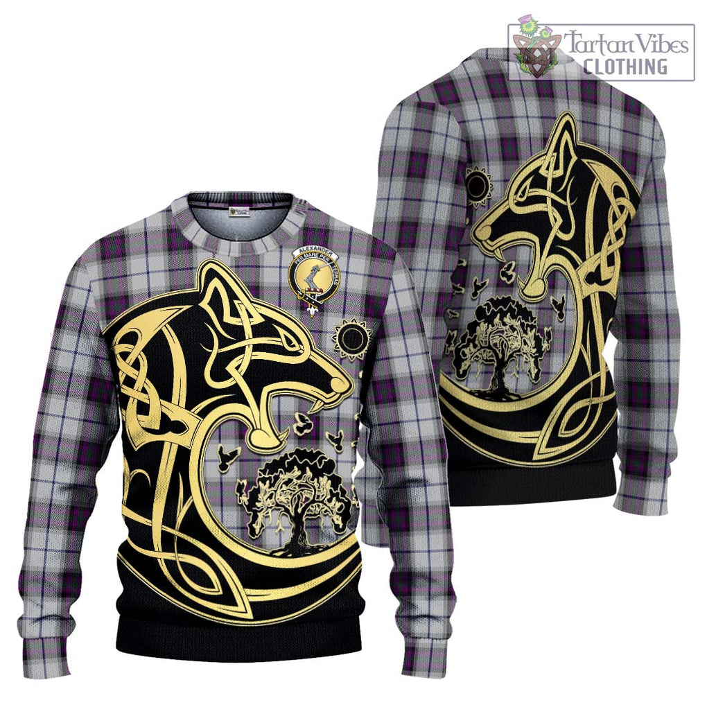 Alexander of Menstry Dress Tartan Knitted Sweater with Family Crest Celtic Wolf Style Unisex - Tartan Vibes Clothing