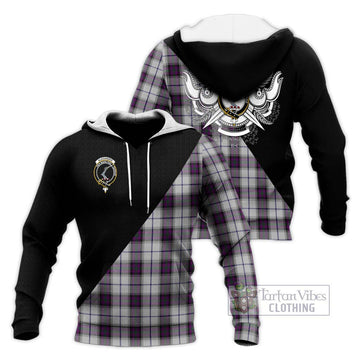 Alexander of Menstry Dress Tartan Knitted Hoodie with Family Crest and Military Logo Style