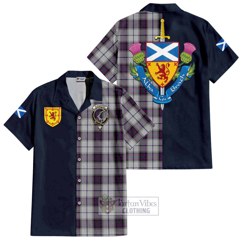 Tartan Vibes Clothing Alexander of Menstry Dress Tartan Short Sleeve Button Shirt with Scottish Lion Royal Arm Half Style