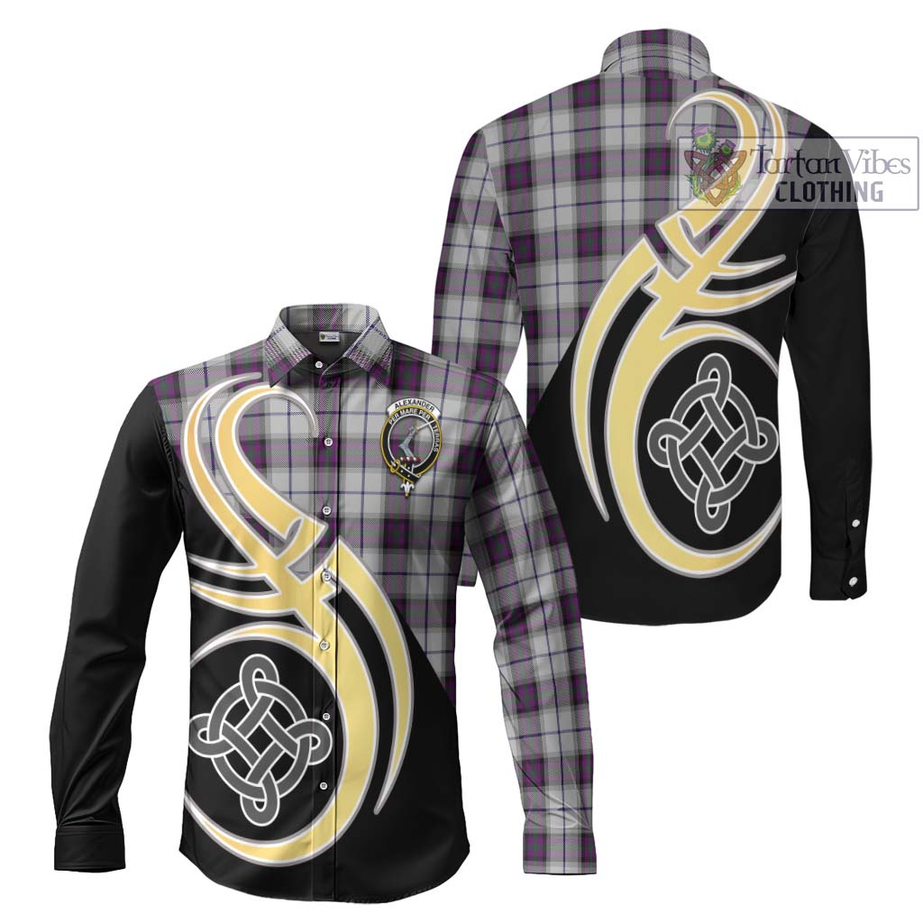 Alexander of Menstry Dress Tartan Long Sleeve Button Shirt with Family Crest and Celtic Symbol Style Men's Shirt S - Tartan Vibes Clothing