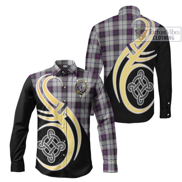 Alexander of Menstry Dress Tartan Long Sleeve Button Shirt with Family Crest and Celtic Symbol Style