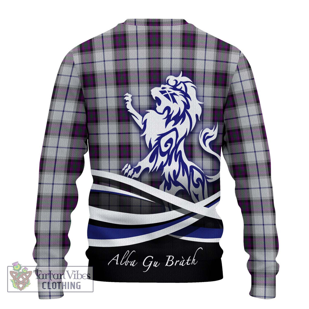 Alexander of Menstry Dress Tartan Knitted Sweater with Alba Gu Brath Regal Lion Emblem - Tartanvibesclothing Shop