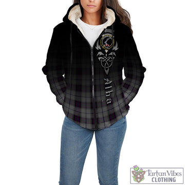 Alexander of Menstry Dress Tartan Sherpa Hoodie Featuring Alba Gu Brath Family Crest Celtic Inspired