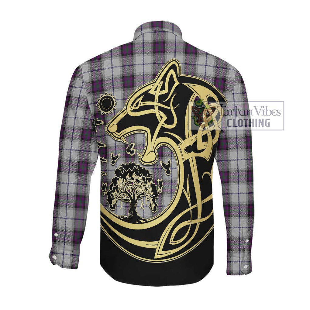 Alexander of Menstry Dress Tartan Long Sleeve Button Shirt with Family Crest Celtic Wolf Style Men's Shirt - Tartan Vibes Clothing