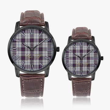 Alexander of Menstry Dress Tartan Personalized Your Text Leather Trap Quartz Watch