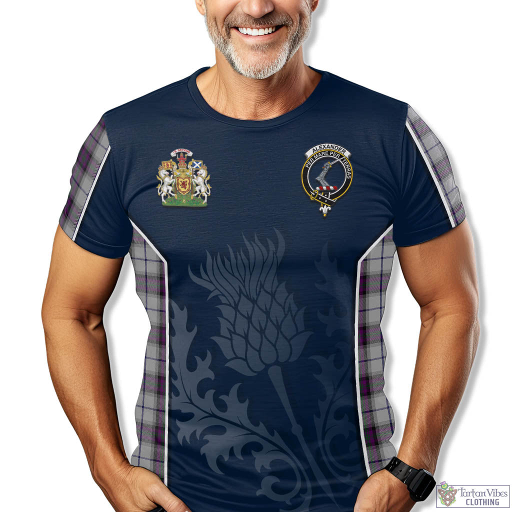 Tartan Vibes Clothing Alexander of Menstry Dress Tartan T-Shirt with Family Crest and Scottish Thistle Vibes Sport Style