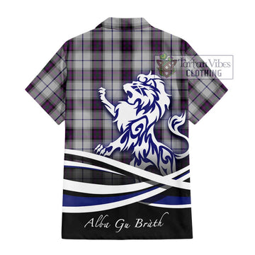 Alexander of Menstry Dress Tartan Short Sleeve Button Shirt with Alba Gu Brath Regal Lion Emblem