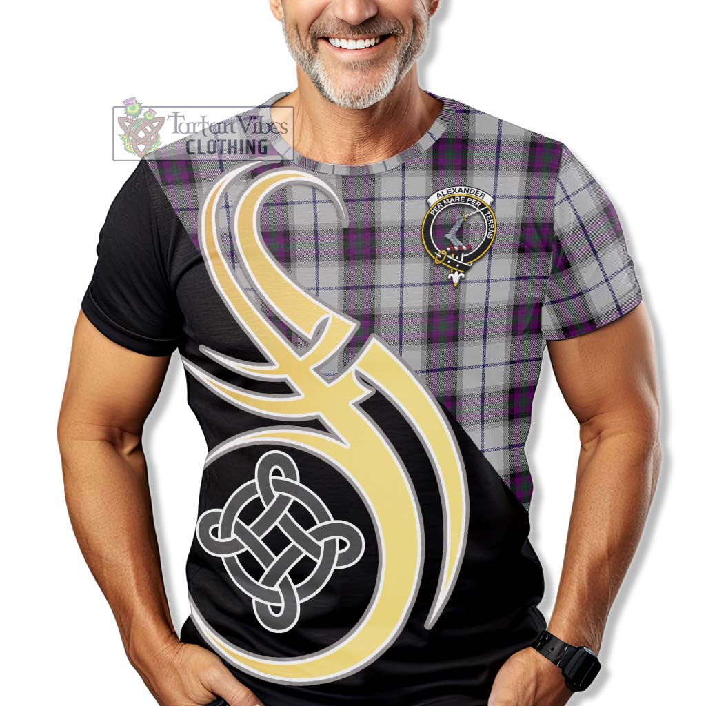 Tartan Vibes Clothing MacAlister of Skye Tartan T-Shirt with Family Crest and Celtic Symbol Style