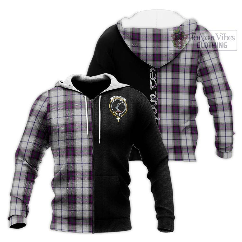 Alexander of Menstry Dress Tartan Knitted Hoodie with Family Crest and Half Of Me Style Unisex Knitted Zip Hoodie - Tartanvibesclothing Shop