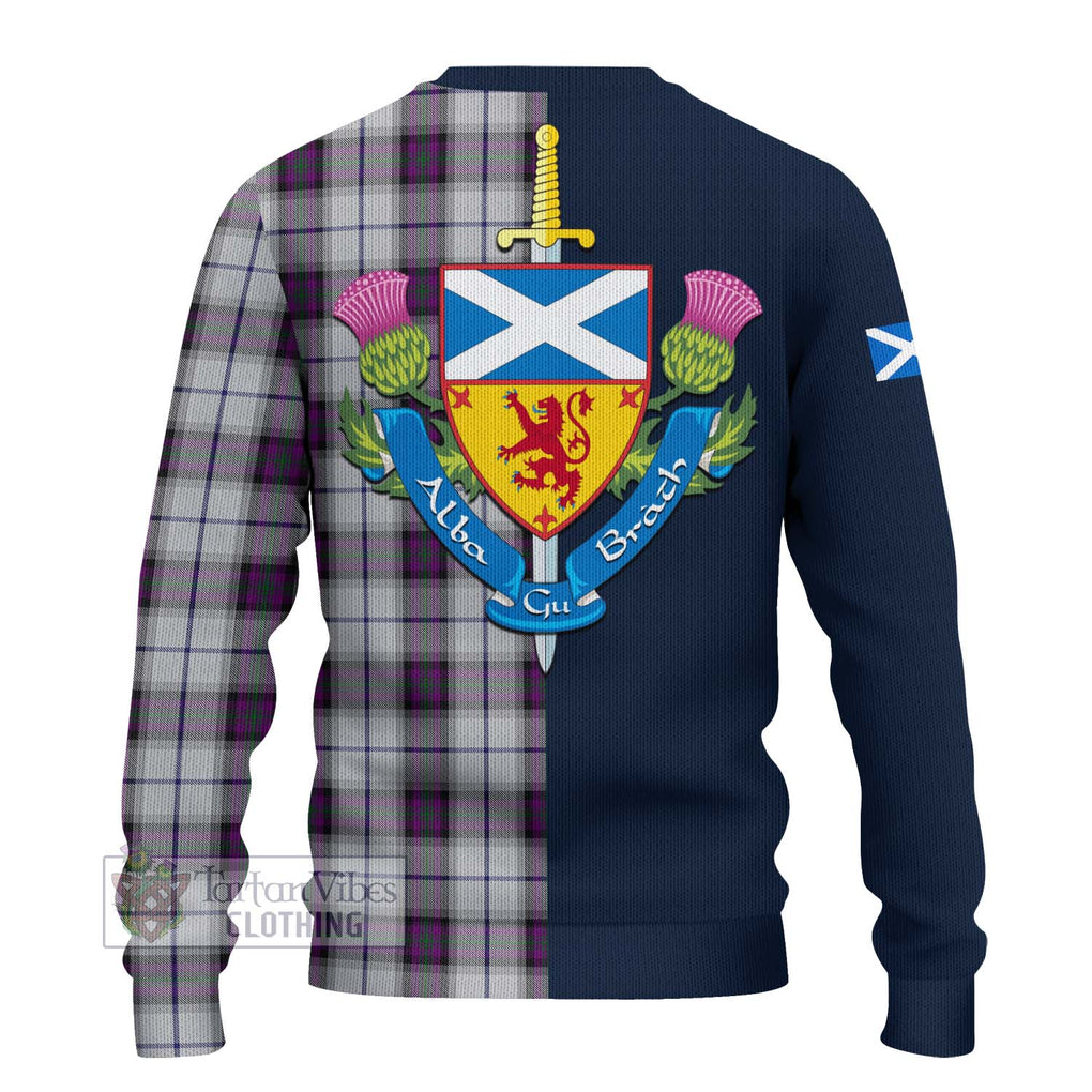 Tartan Vibes Clothing Alexander of Menstry Dress Tartan Knitted Sweater with Scottish Lion Royal Arm Half Style