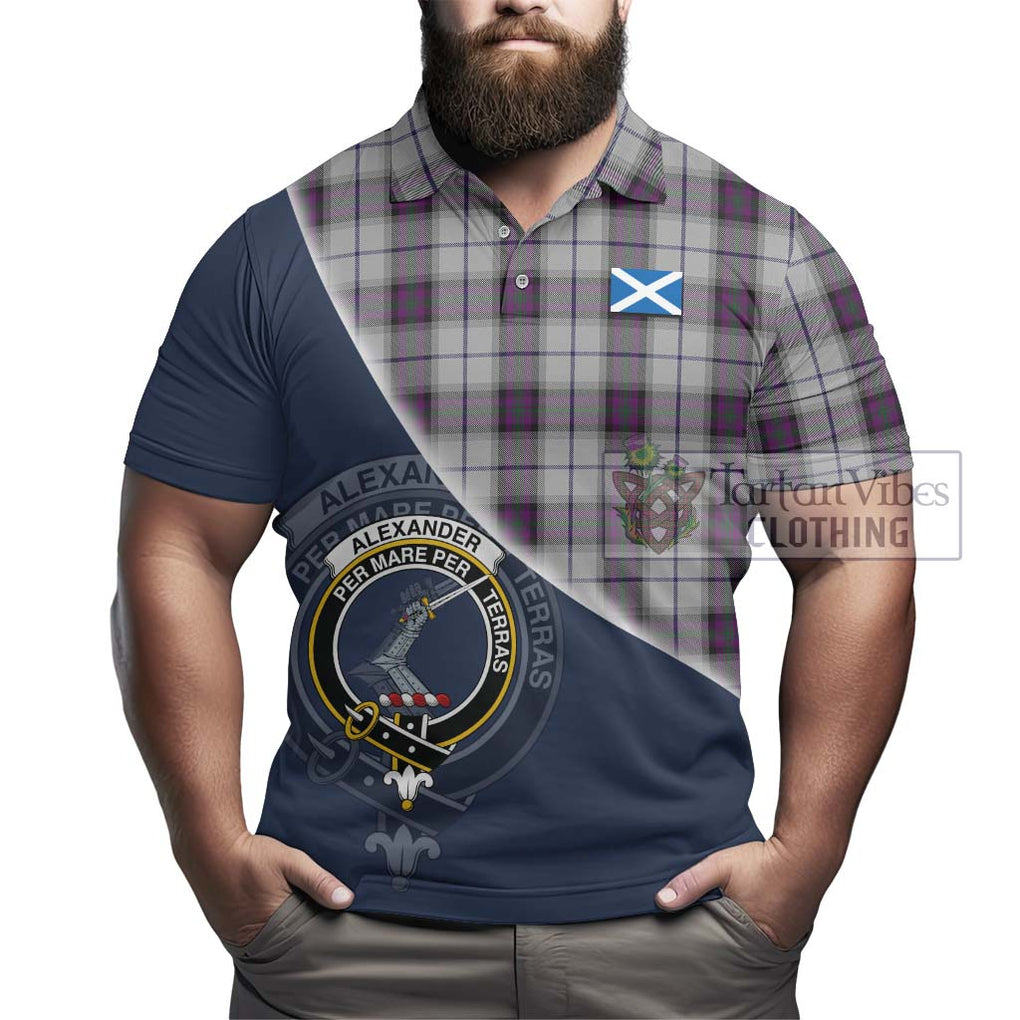 Alexander of Menstry Dress Tartan Polo Shirt with Personalised National Flag and Family Crest Half Style - Tartanvibesclothing Shop